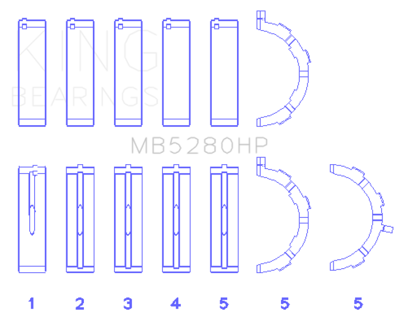 King Engine Bearings King Ford Prod. V8 4.6L/5.4L (Size 0.25) Performance Main Bearing Set MB5280HP0.25 MB5280HP0.25 Photo - Primary
