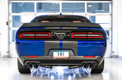AWE Tuning 2015+ Challenger 5.7L Touring Edition Exhaust - Non-Resonated - Chrome Silver Quad Tips 3020-42076 3020-42076 Photo - out of package