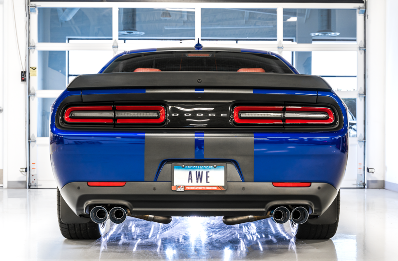 AWE Tuning 2015+ Dodge Challenger 5.7L Track Edition Exhaust - Chrome Silver Quad Tips 3015-42144 3015-42144 Photo - out of package