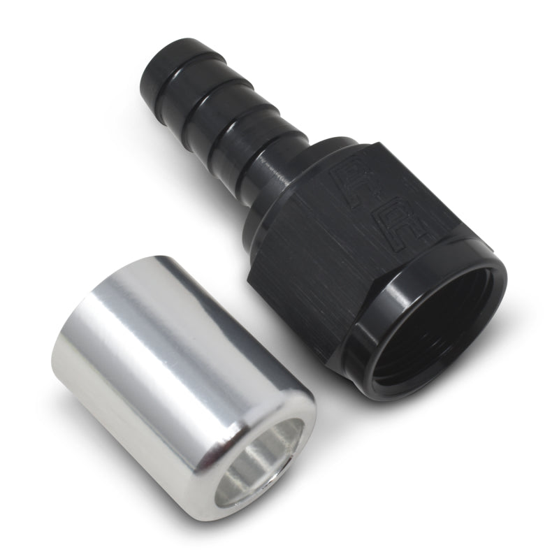 Russell #10 Crimp-on Straight Hose End - Black / Silver 610583 Photo - out of package