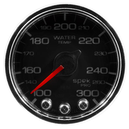 Autometer Spek-Pro Gauge Water Temp 2 1/16in 300f Stepper Motor W/Peak & Warn Blk/Chrm P34631 P34631 User 2