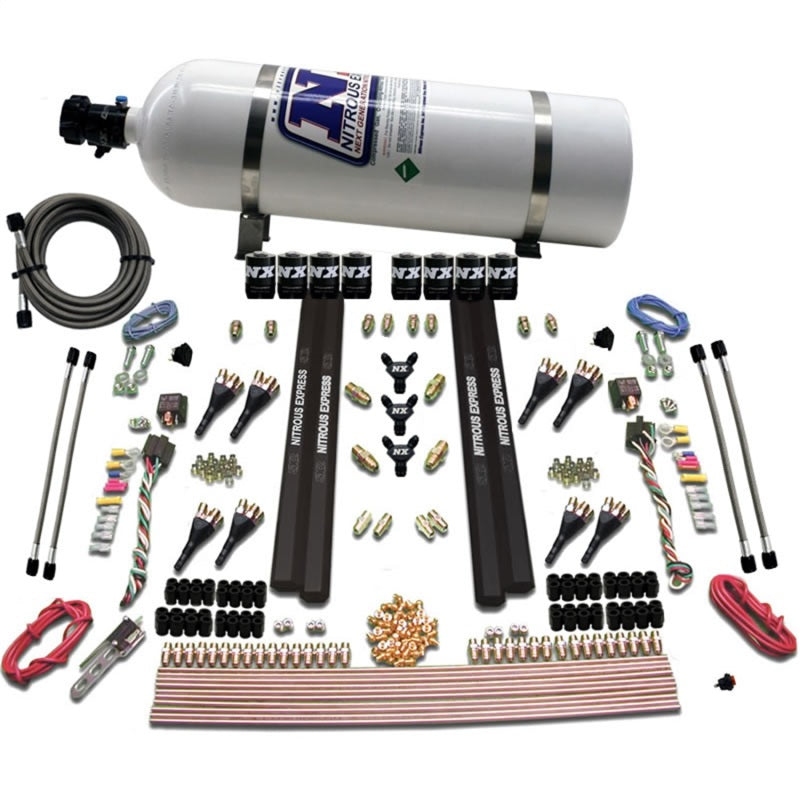 Nitrous Express SX2 Dual Stage 8 Solenoid /Gasoline Nitrous Kit (200-1200HP) w/15lb Bottle 90009-15 90009-15 Photo - Primary