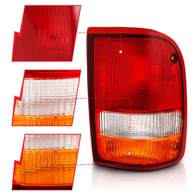 ANZO 1993-1997 Ford Ranger Tail Light Red/Cear (OE) 311310 311310 Photo - Close Up