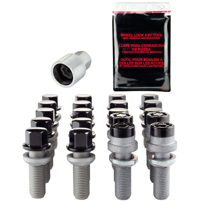 McGard 5 Lug Hex Install Kit w/Locks (Radius Seat Bolt) M14X1.5 / 17mm Hex / 35.4mm Shank L. - Black 68032BK 68032BK Photo - out of package
