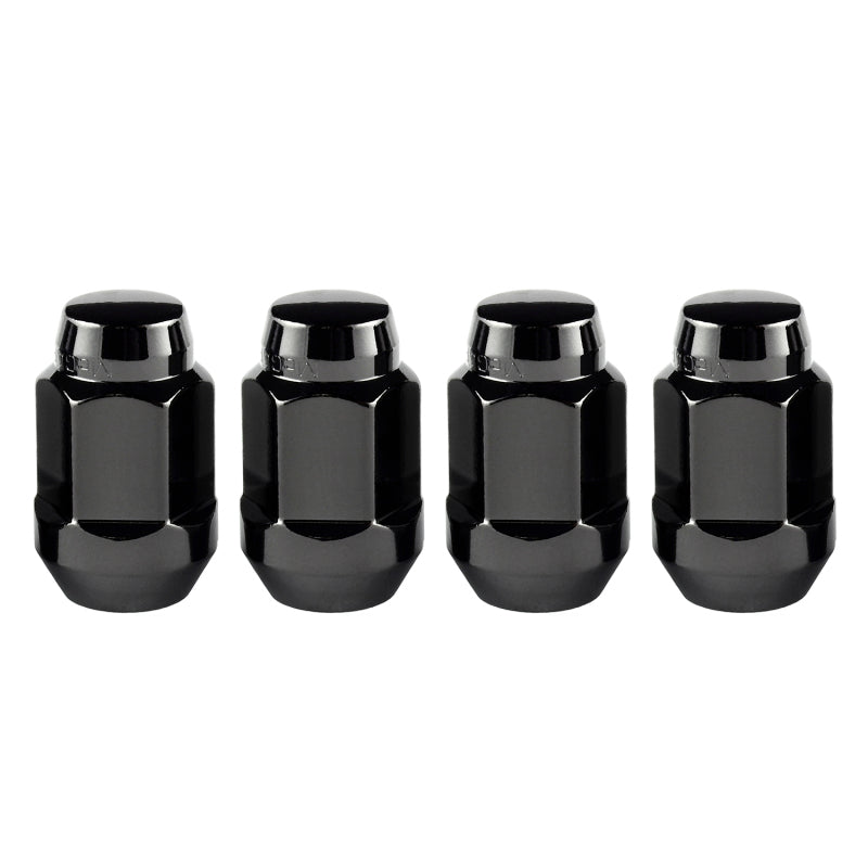 McGard Hex Lug Nut (Cone Seat Bulge Style) M14X1.5 / 22mm Hex / 1.635in. Length (4-Pack) - Black 64074 64074 Photo - Primary