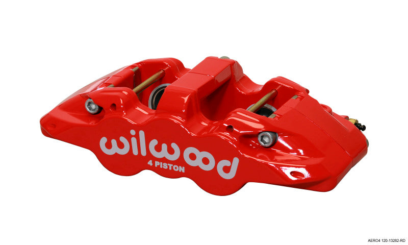 Wilwood Caliper-Aero4-L/H - Red 1.62/1.38in Pistons 1.25in Disc 120-13282-RD 120-13282-RD Photo - Primary