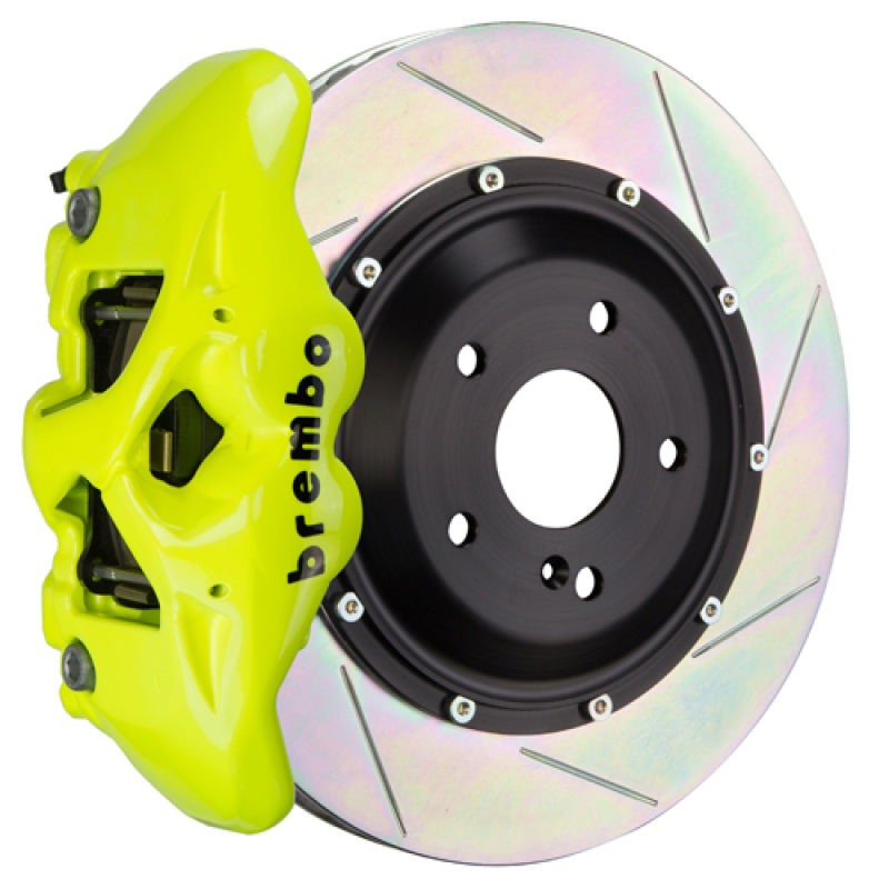 Brembo 06-09 997.1 GT3 Rr GT BBK 4Pis Cast 380x28 2pc Rotor Slotted Type1-Fluo. Yellow 2S2.9018A7