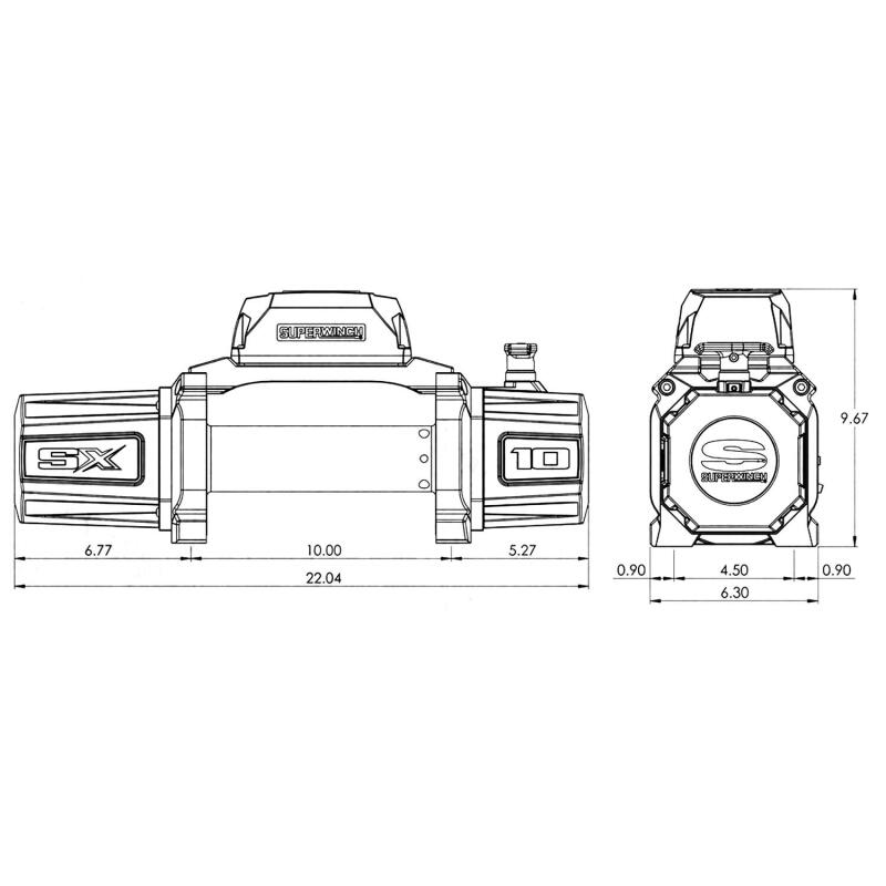 Superwinch 10000 LBS 12 VDC 3/8in x 85ft Wire Rope SX 10000 Winch 1710200 1710200 Line Art