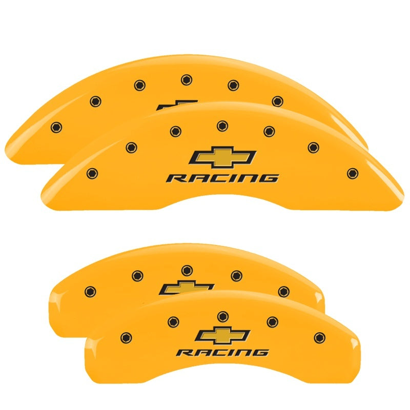 MGP 4 Caliper Covers Engraved F & R Chevy Racing Yellow Finish Black Char 2016 Chevrolet Camaro 14241SBRCYL 14241SBRCYL Photo - Primary