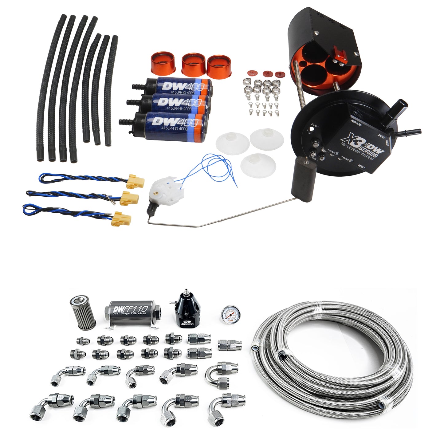 DeatschWerks 2005-2018 GM Truck X3 Module + DW400 Pumps + Plumbing Kit
