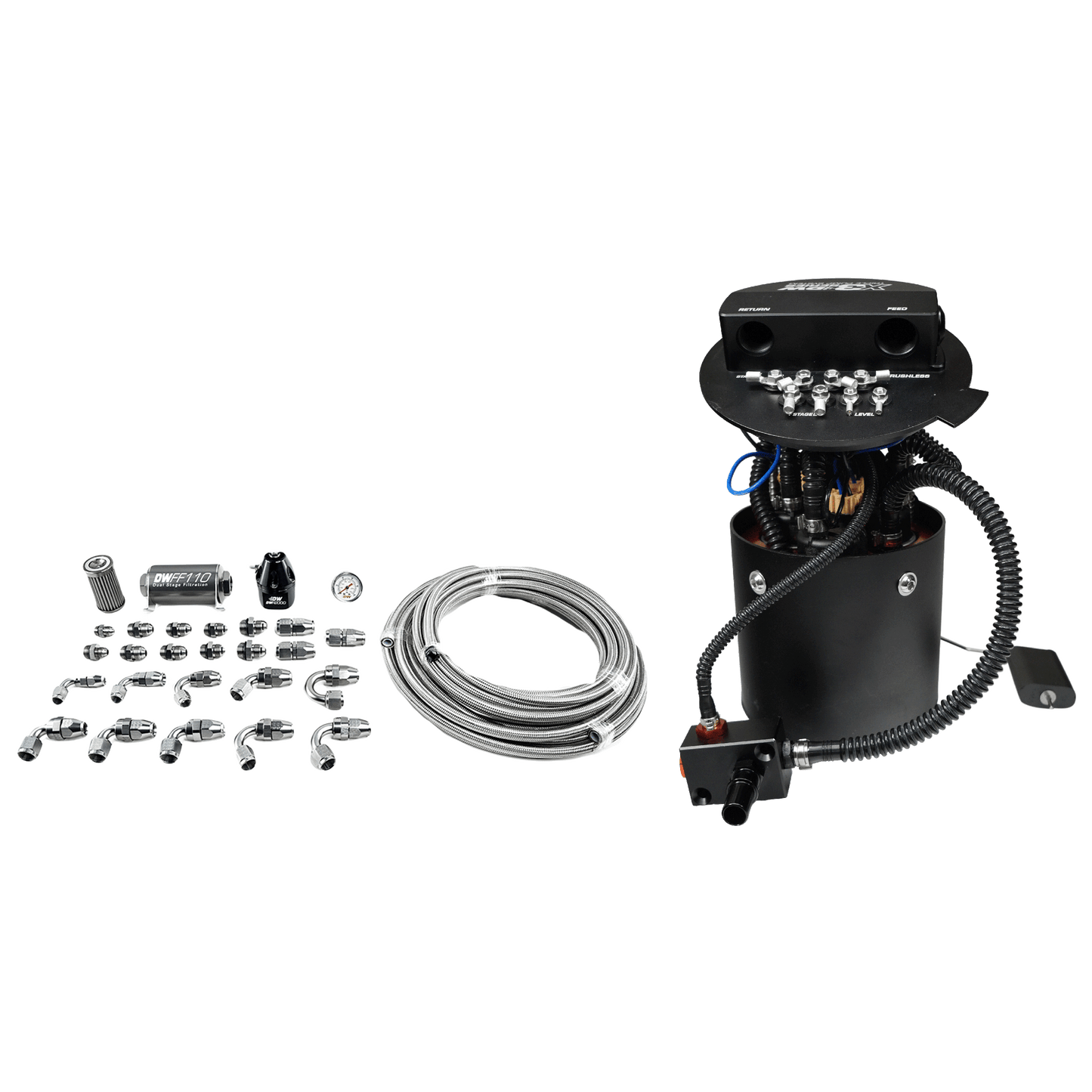 DeatschWerks X3 Fuel Pump Module w/DW400 Fuel pumps and PTFE return kit for 2011-24 Ford Mustang