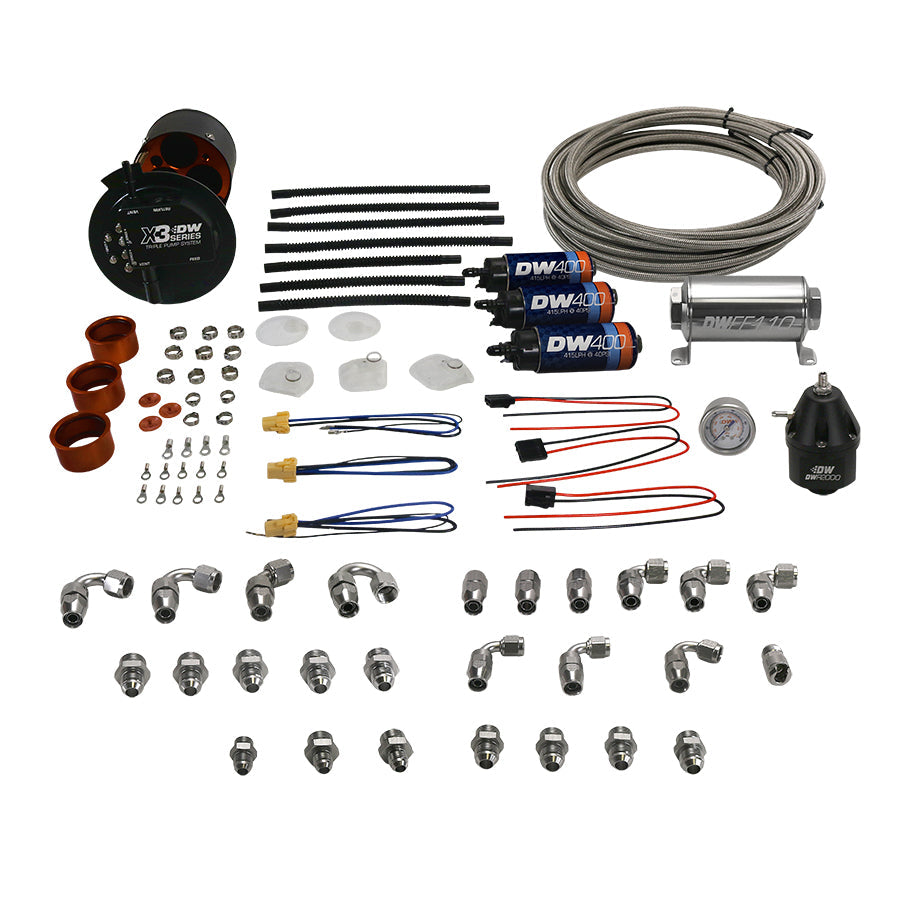 DeatschWerks X3 Fuel Pump Module w/DW400 Fuel pumps & PTFE return kit for 2015-25 Ford F-150