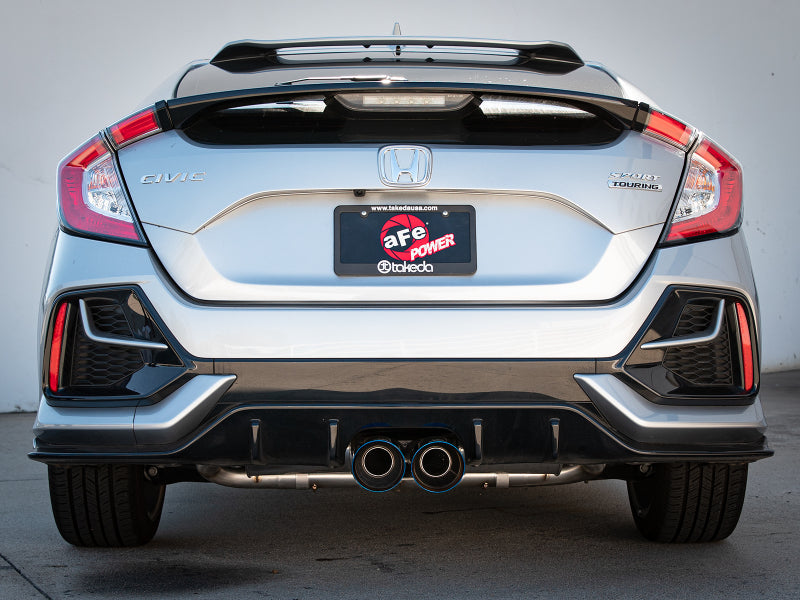 aFe Takeda 3in 304 SS Cat-Back Exhaust System w/Blue Flame Tips 17-20 Honda Civic Sport L4-1.5L (t) 49-36624-L 49-36624-L Photo - Mounted