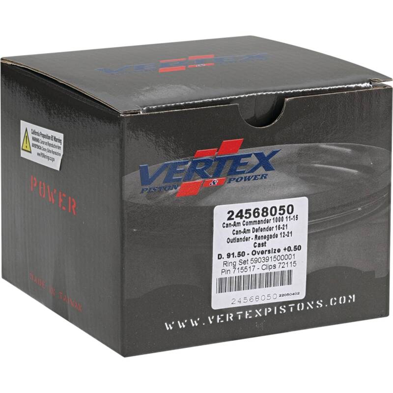 Vertex Pistons Vertex Piston 11-19 Can-Am Commander 1000 1000cc +0.50mm Oversized Cast Replica Piston Kit 24568050 24568050 Photo - Primary
