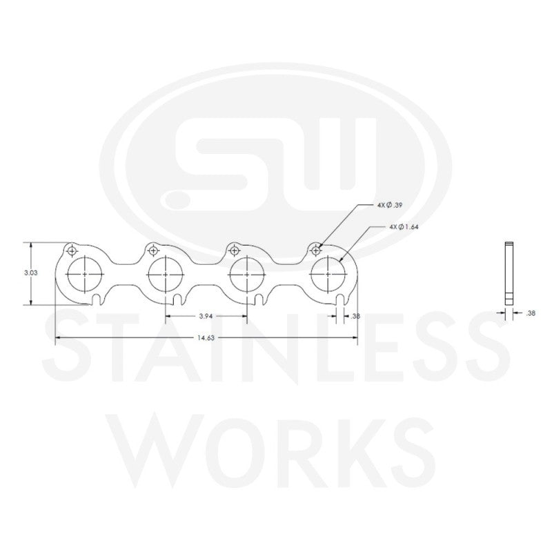 Stainless Works Small Block Ford 4.6L 2V Round Port Header 304SS Exhaust Flanges 1-5/8in Primaries HF462V163 HF462V163 Photo - Primary