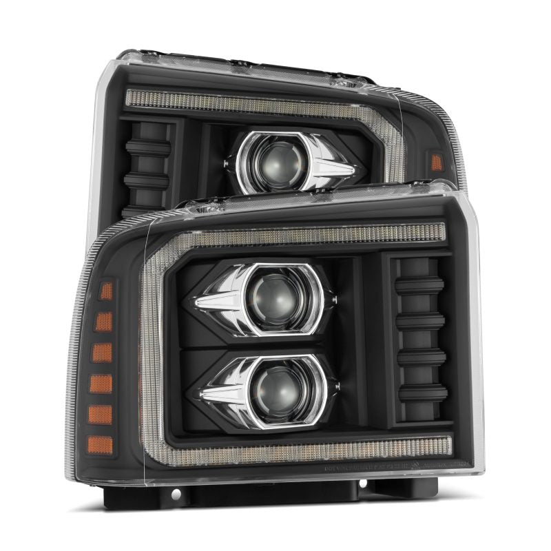 AlphaRex 05-07 Ford F250/350/450/550 Super Duty PRO-Series Proj. Headlights Blk w/Seq Sig. + SWB DRL 880315 880315 Photo - Primary