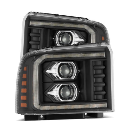 AlphaRex 05-07 Ford F250/350/450/550 Super Duty PRO-Series Proj. Headlights Blk w/Seq Sig. + SWB DRL 880315 880315 Photo - Primary
