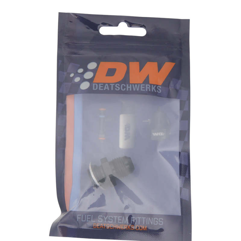 DeatschWerks 6AN Male Flare to M14 X 1.5 Male Metric Adapter (Incl Washer) - Anodized Matte Black 6-02-0614-B 6-02-0614-B Photo - lifestyle view