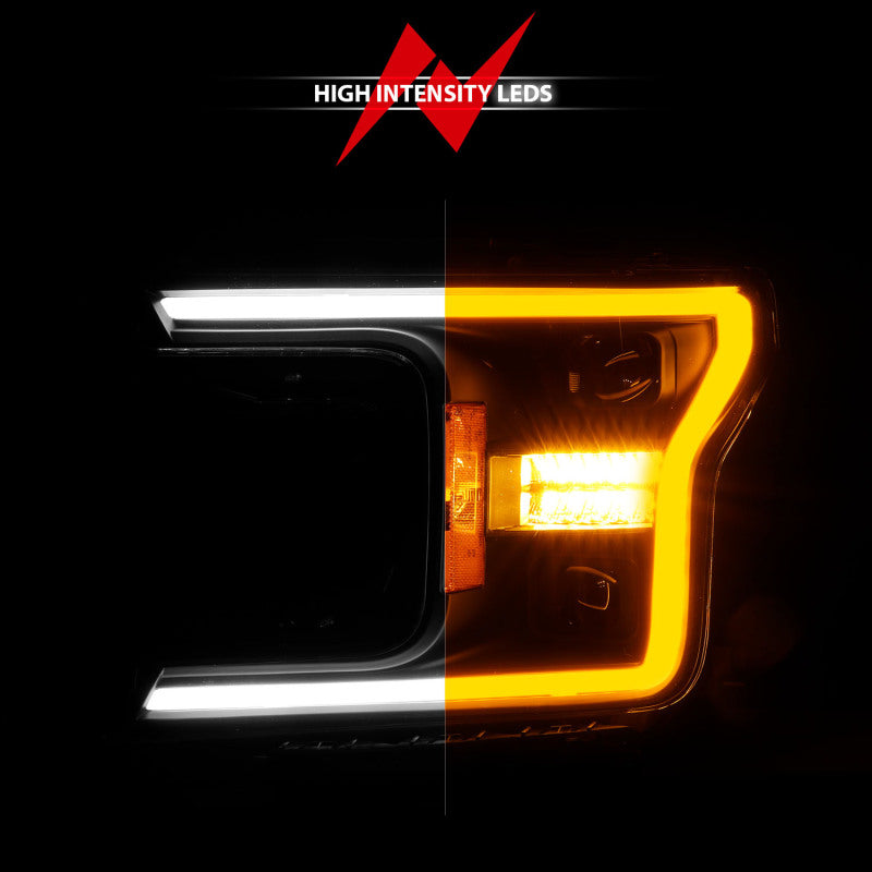 ANZO 18-20 Ford F-150 (w/o Fctry LED) Full LED Proj Headlights w/Light Bar Swtchbk Seq. Black w/Init 111570 111570 User 5