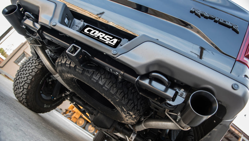 Corsa Performance Corsa 2017 Ford F-150 Raptor 3in Inlet/5in Outlet Gunmetal PVD Tip Kit 14051GNM Photo - Mounted