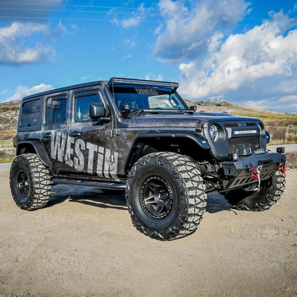 Westin 18-22 Jeep Wrangler JLU 4dr Platinum 4 Oval Nerf Step Bars - Tex. Blk 21-4065 21-4065 Photo - Mounted