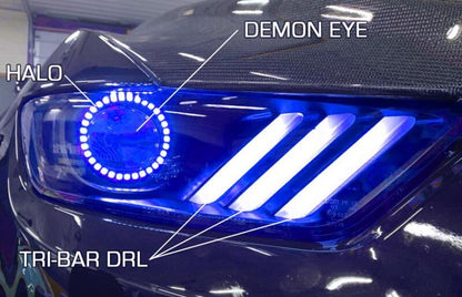 ORACLE Lighting Oracle 15-17 Ford Mustang Dynamic RGB+A Pre-Assembled Headlights - Black Edition - ColorSHIFT 8199-332 8199-332 Photo - lifestyle view