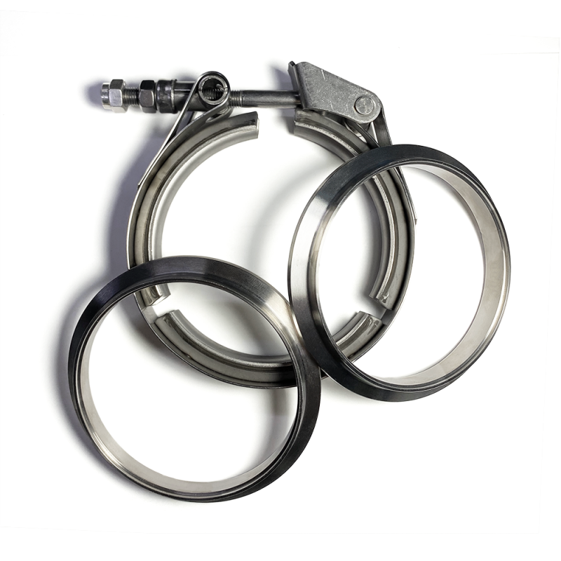 Ticon Industries 3.5in Titanium V-Band Clamp Assembly - Quick Release (w/Female Flange/Male Flange) 103-08910-2002