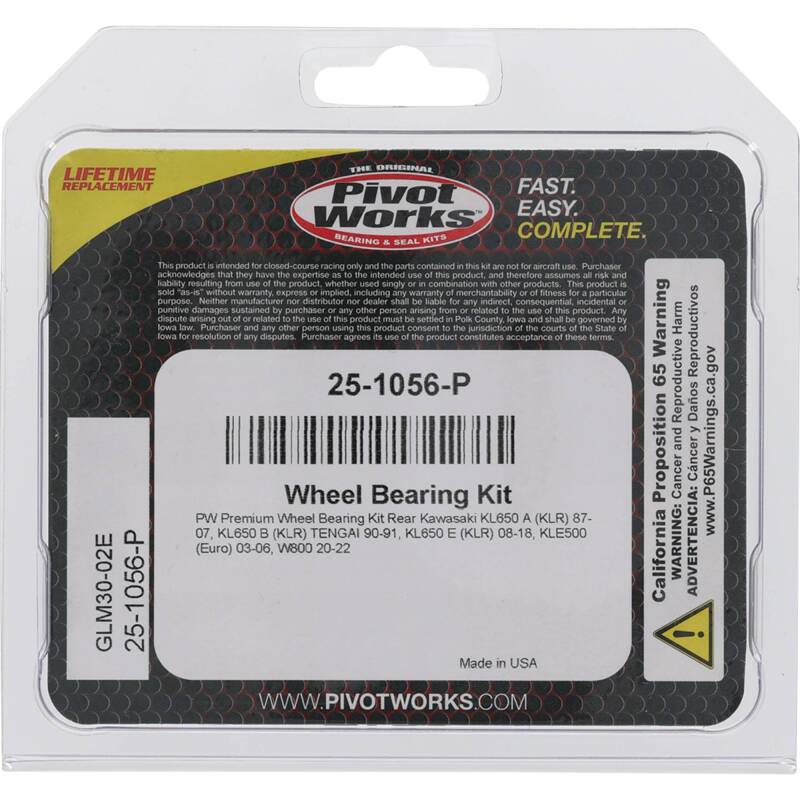 Pivot Works Kawasaki Wheel Bearing Kit Premium Bearings 25-1056-P 25-1056-P Photo - Primary