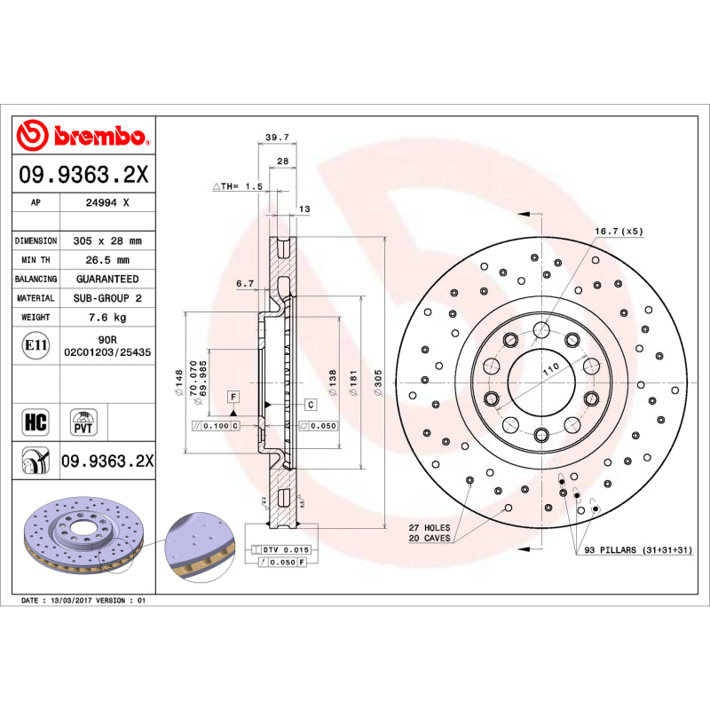 Brembo OE BRE OE Equivalent Rotors Brakes, Rotors & Pads Brake Rotors - OE main image