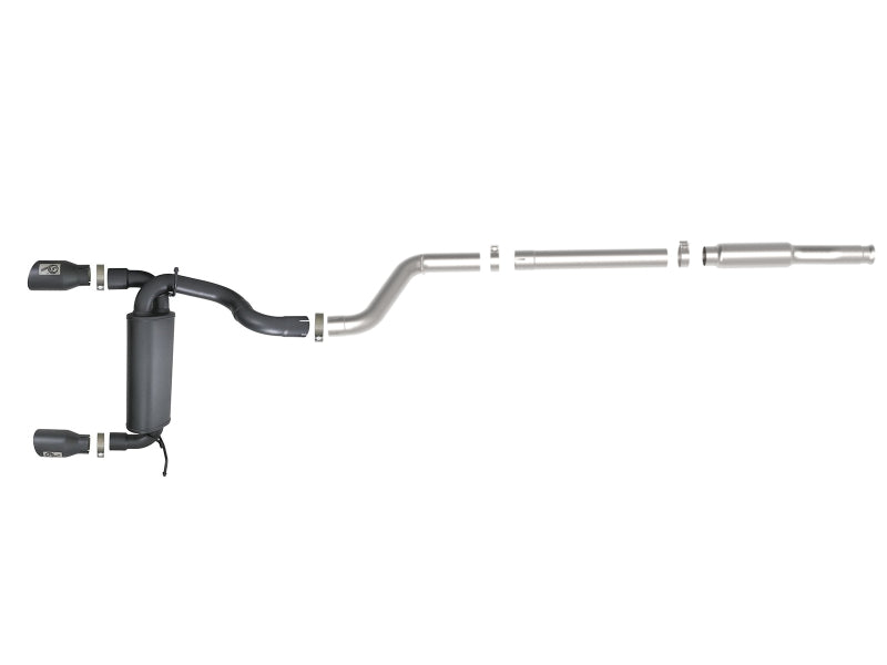 aFe Rebel Series 409 Stainless Steel Cat-Back Exhaust 18-21 Jeep Wrangler JL 2.0L (t) - Black Tip 49-48096-B 49-48096-B Photo - Unmounted