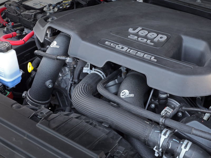 aFe BladeRunner Black 3in Intercooler Hot & Cold Side Pipe Kit 20-21 Jeep Wrangler V6-3.0L (td) 46-20434-B 46-20434-B Photo - Mounted