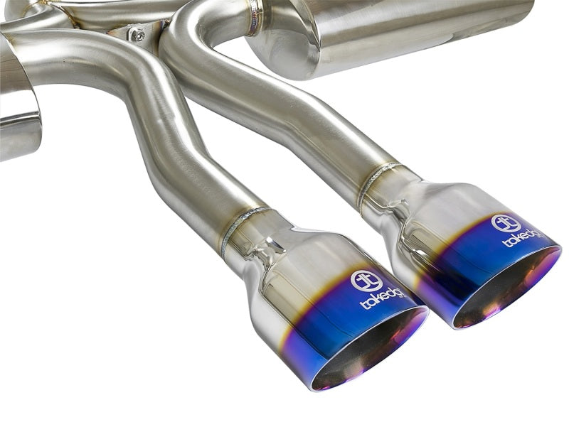 aFe Takeda 3 IN 304 Stainless Steel Cat-Back Exhaust System w/ Blue Flame 49-36621-L Photo - Unmounted