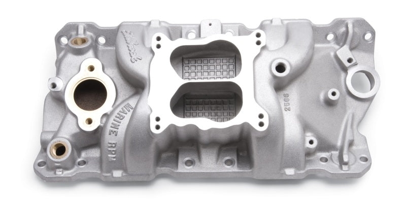 Edelbrock Manifold, Sbc 23-degree, Marine Rpm,  1987-1995, With Brass 2506 Photo - Unmounted