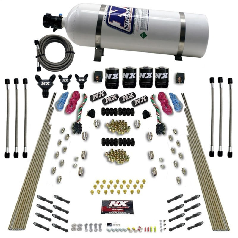 Nitrous Express 8 Cyl Dry Direct Port Dual Stage 4 Solenoids Nitrous Kit (200-600HP) w/15lb Bottle 93106-15 93106-15 Photo - Primary