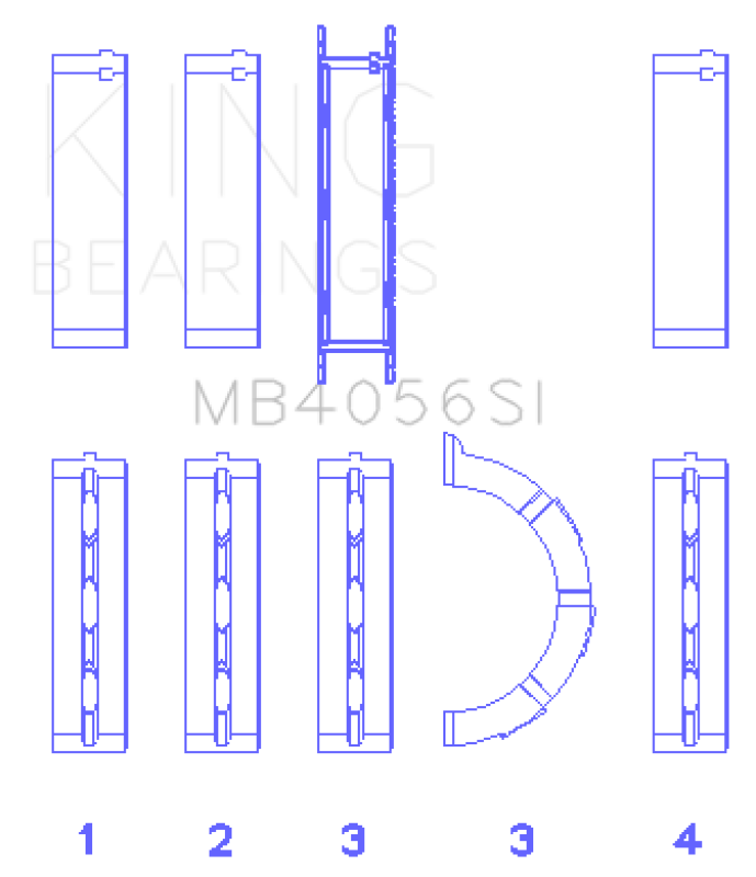 King Engine Bearings Ford 155 (Size +0.75mm) Main Bearing Set MB4056SI0.75 MB4056SI0.75 Photo - Primary