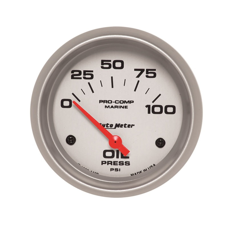Autometer Gauge, Oil Pressure, 2 5/8", 100psi, Electric, Marine Silver 200759-33 User 1