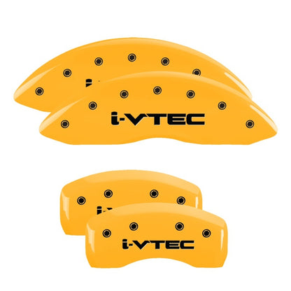 MGP 4 Caliper Covers Engraved Front & Rear I-Vtec Yellow Finish Black Char 2017 Acura ILX 39020SIVTYL 39020SIVTYL Photo - Primary