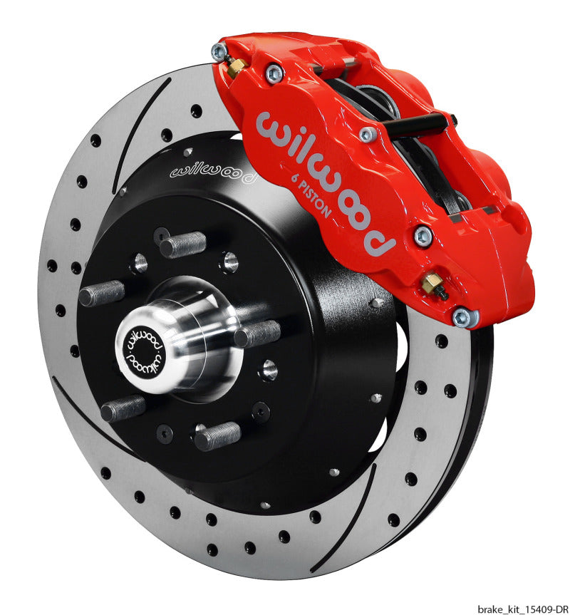 Wilwood Narrow Superlite 6R Dust Seal Front Hub Kit 14.00in Drill Red 67-69 Camaro 64-72 Nova 140-15409-DR 140-15409-DR User 1