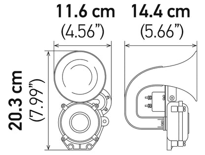 Hella Horn Kit Bx Black Air 1Tone 12/24V 013410011 013410011 Technical Drawing