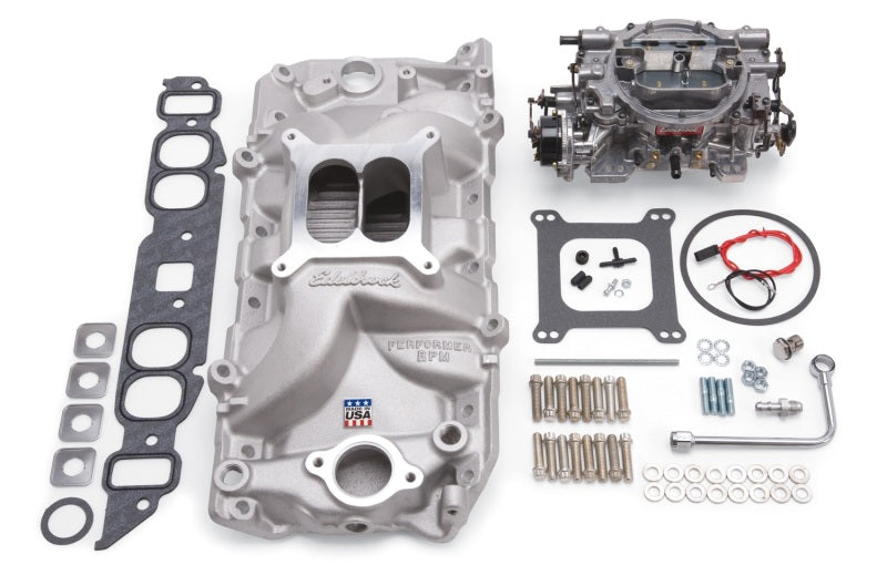Edelbrock Manifold And Carb Kit Performer RPM Big Block Chevrolet Oval Port Natural Finish 2062 2062 Photo - Primary