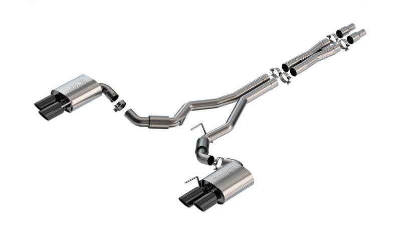 Borla 2024 Ford Mustang GT 5.0L V8 3 in S-Type Catback Non-Active Exhaust- Black Chrome Quad Tip 140969BC 140969BC Photo - Primary