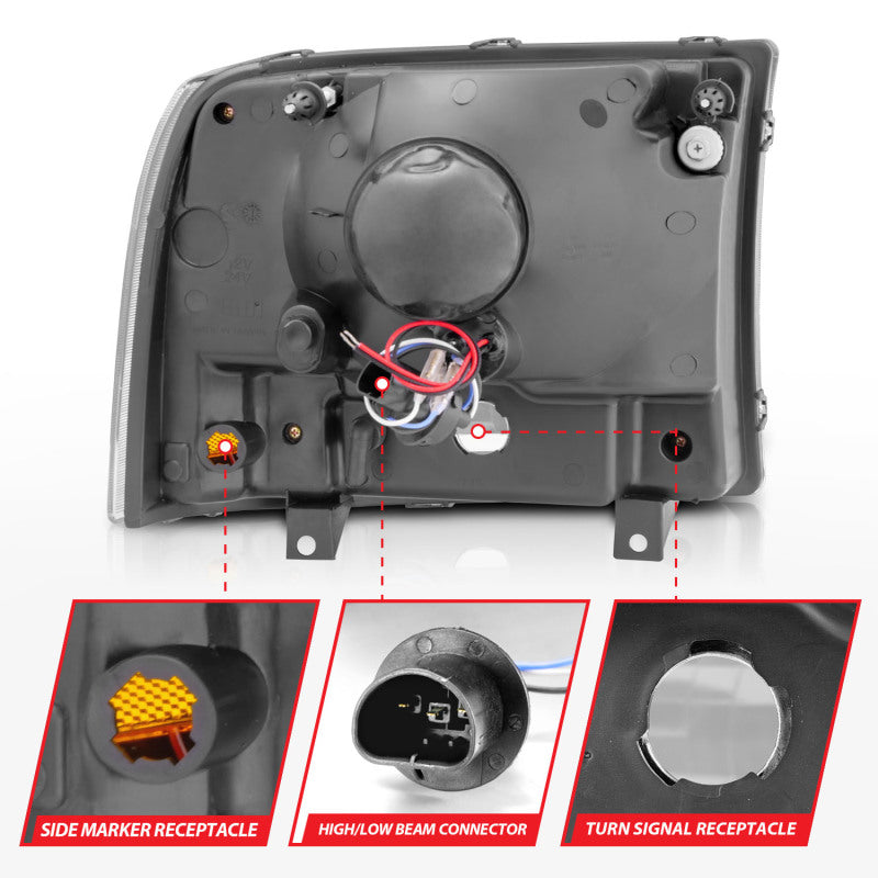 Anzo 2000-2004 Ford Excursion Crystal Headlights Black w/ LED 1pc 111106 User 5