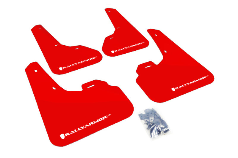 Rally Armor 2010-13 Mazda3/Spd3 RED Mud flap White Logo MF17-UR-RD/WH Photo - Primary