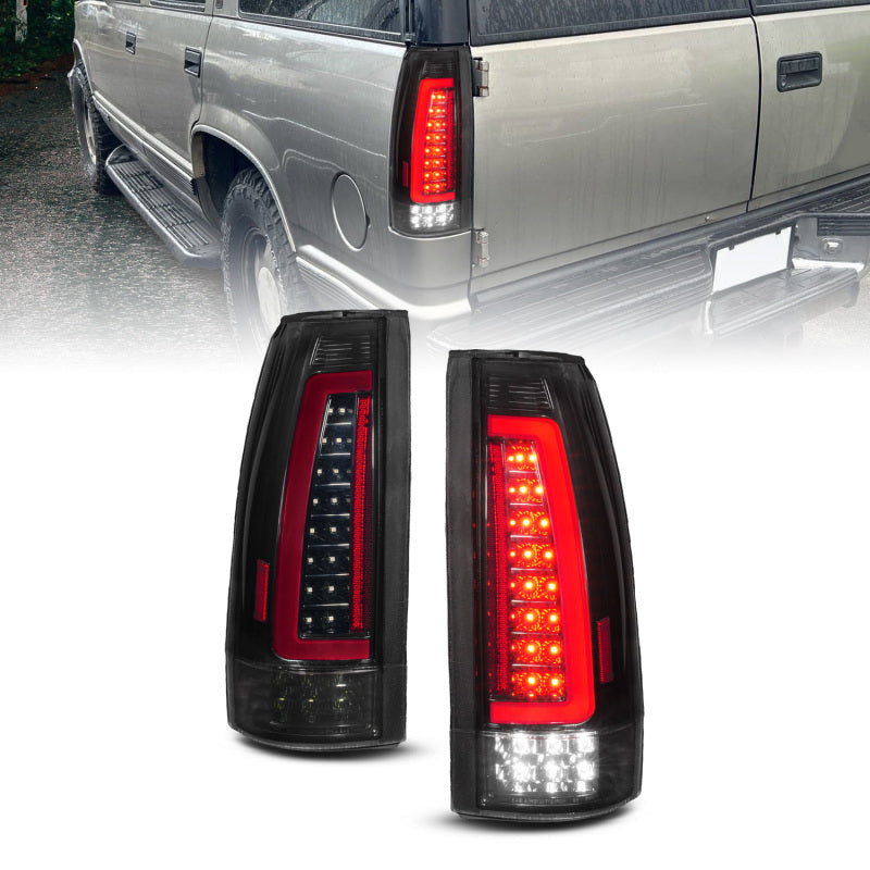 ANZO 88-99 Chevy/GMC C/K1500/2500/3500 Full LED Light Tube Taillights Black Housing Smoke Lens 311486 311486 Photo - Primary