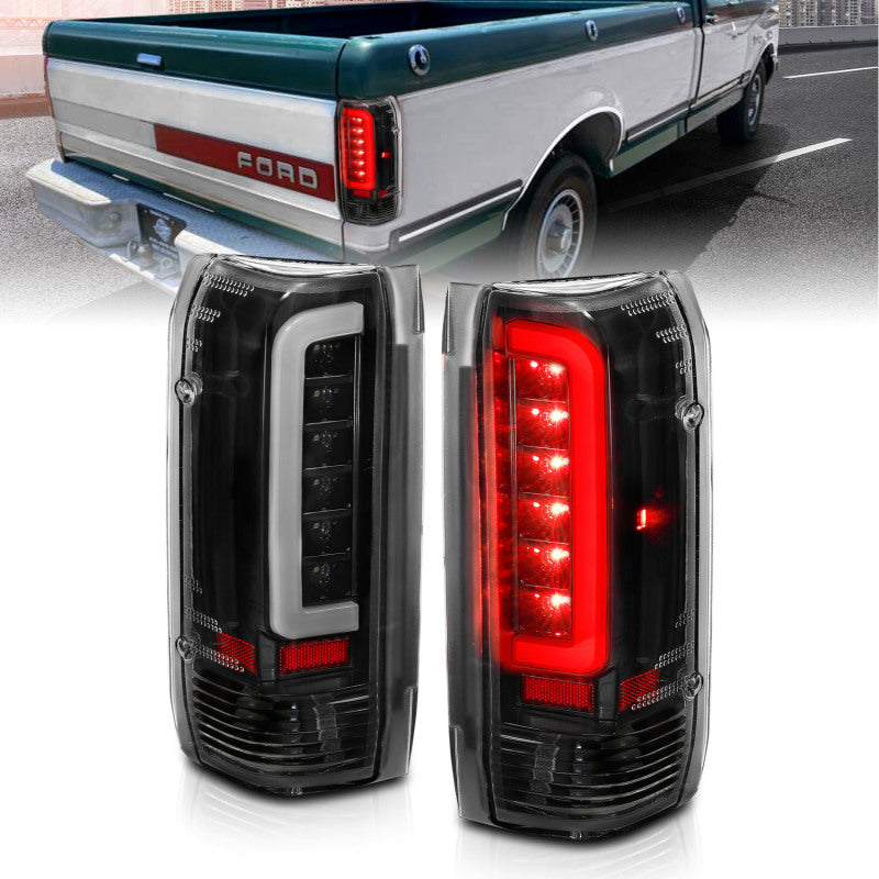 ANZO 1987-1996 Ford F-150 LED Taillights Black Housing Clear Lens (Pair) 311350 311350 Photo - Primary