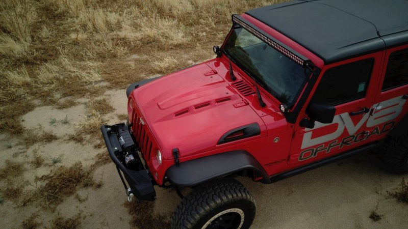 DV8 Offroad 07-18 Jeep Wrangler JK Metal Heat Dispersion Hood - Primer Black HDMB07-02 HDMB07-02 Photo - Close Up