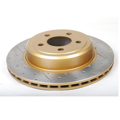 DBA 05-09 Chrysler 300 C Rear Gold Cross Drilled & Slotted KP Street Series Rotor 2439X 2439X Photo - Primary