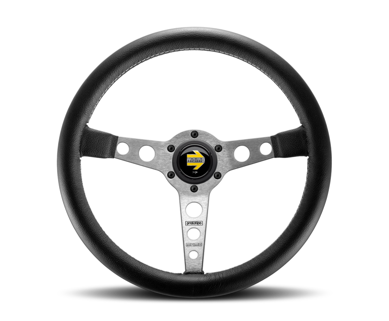 Momo Prototipo Black Leather Silver Spoke Steering Wheel 350mm PRO35BK0S User 1