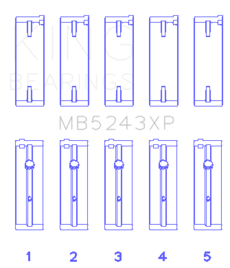King Engine Bearings King Nissan SR20DE/SR20DET 16V (Size .026) Crankshaft Main Bearings (Set of 5) MB5243XP.026 MB5243XP.026 Photo - Primary