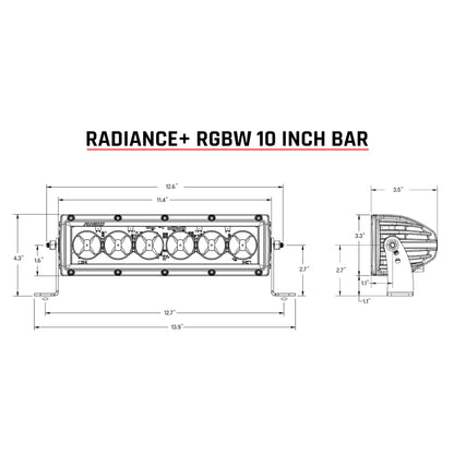Rigid Industries Radiance+ 10in. RGBW Light Bar 210053 210053 Technical Drawing